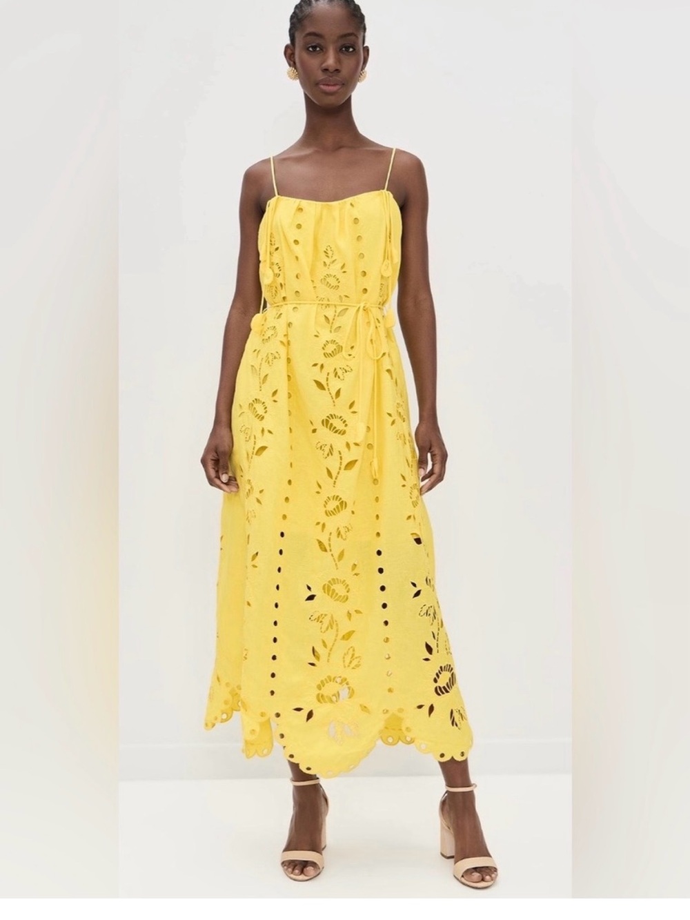 FARM RIO Brazilian Tropical Yellow Richelieu Sleeveless Maxi Dress